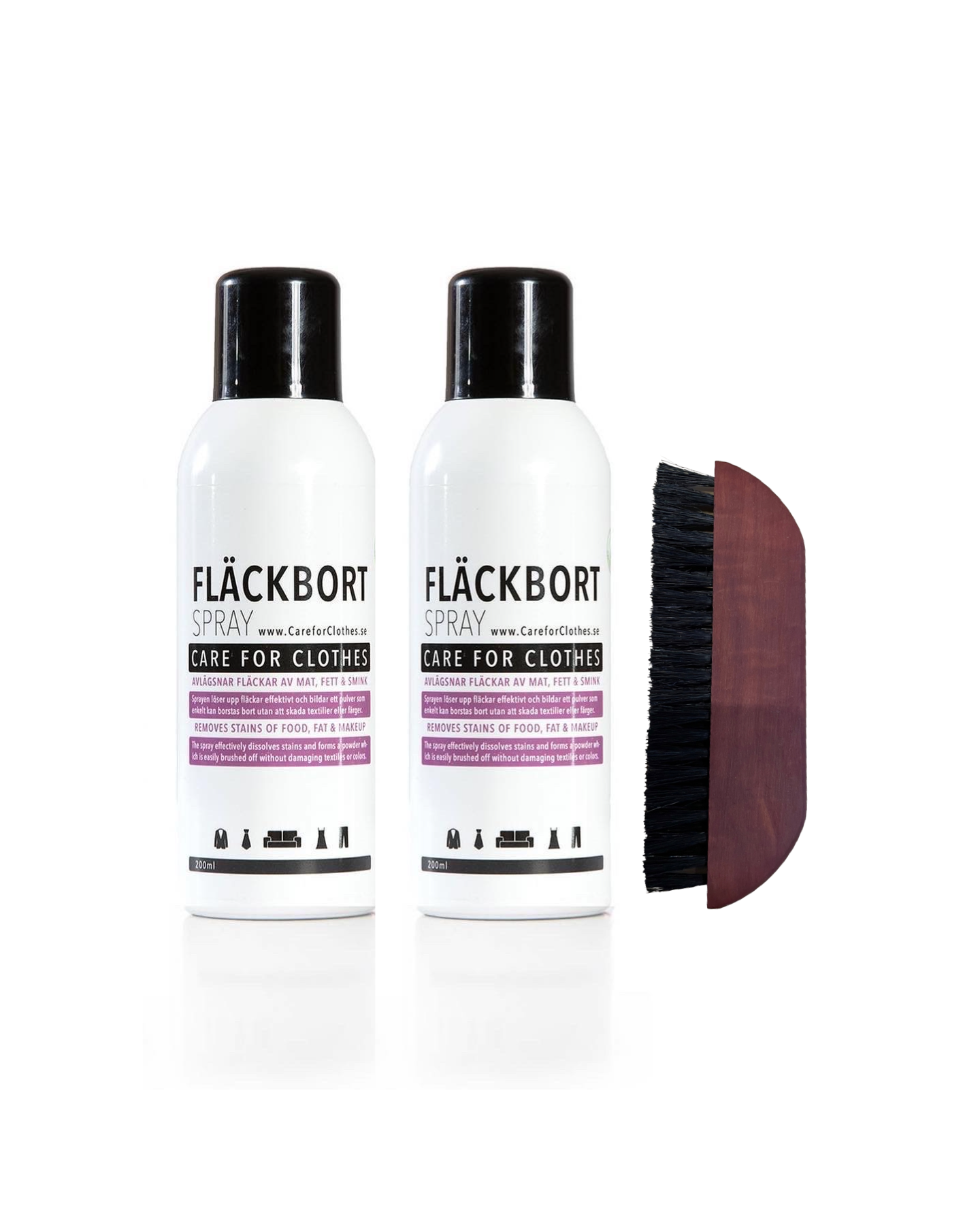 FLÄCKBORTTAGNING UTAN TVÄTT paket Fläckbort + textilborste