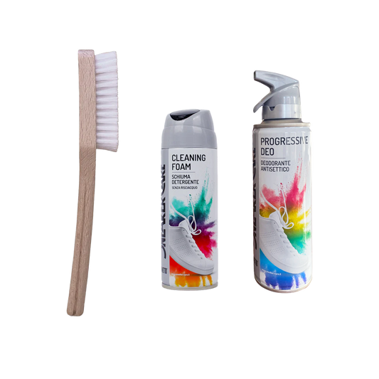 SNEAKERS "KIT". Care for your sneakers. (Cleansing foam, scented deodorant + brush).