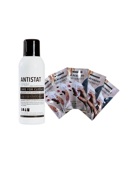 ANTISTAT SPRAY  +          5 pack Fläckbort  våtservett  SPARA 15%